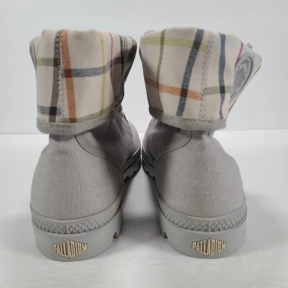 Palladium Baggy Canvas Lace Up Boots Gray Women's Size 10